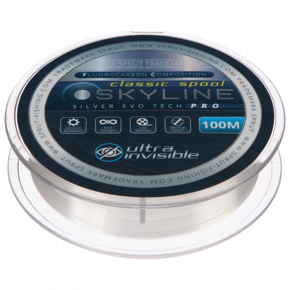 Леска SPRUT Skyline Fluorocarbon Composition EvoTech Classic Silver 0.145 100м