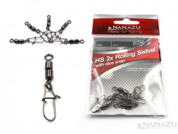 Вертлюг с застежкой Namazu Pro ROLLING RIBBED SWIVEL WITH NICE SNAP, цв. Carbon, р. 5, test-35 кг, к